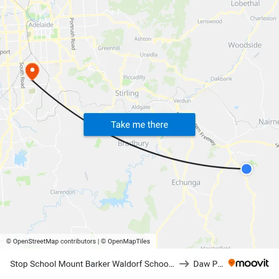 Stop School Mount Barker Waldorf School Sims Rd to Daw Park map