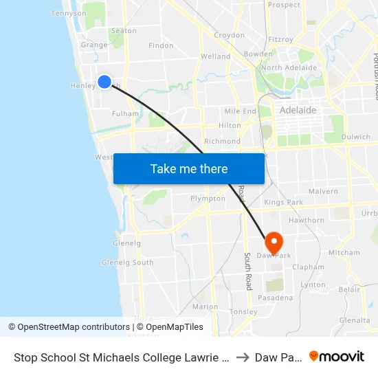 Stop School St Michaels College Lawrie St to Daw Park map
