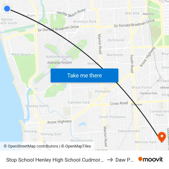 Stop School Henley High School Cudmore Tce to Daw Park map