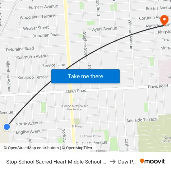 Stop School Sacred Heart Middle School Percy Av to Daw Park map