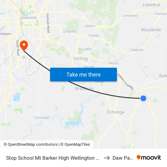 Stop School Mt Barker High Wellington Rd to Daw Park map