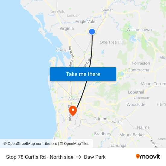 Stop 78 Curtis Rd - North side to Daw Park map