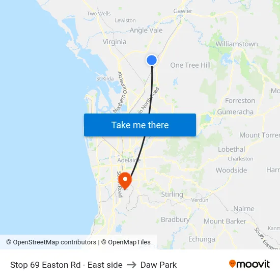 Stop 69 Easton Rd - East side to Daw Park map