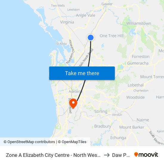 Zone A Elizabeth City Centre - North West side to Daw Park map