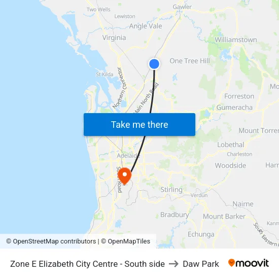 Zone E Elizabeth City Centre - South side to Daw Park map