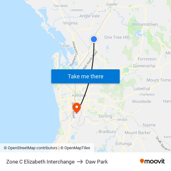 Zone C Elizabeth Interchange to Daw Park map