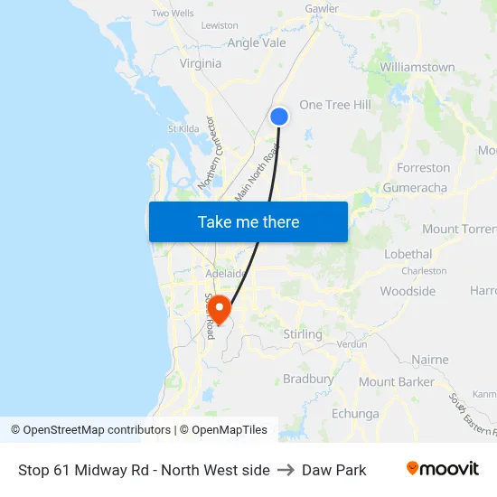 Stop 61 Midway Rd - North West side to Daw Park map