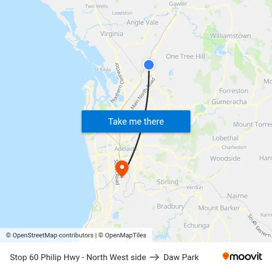 Stop 60 Philip Hwy - North West side to Daw Park map