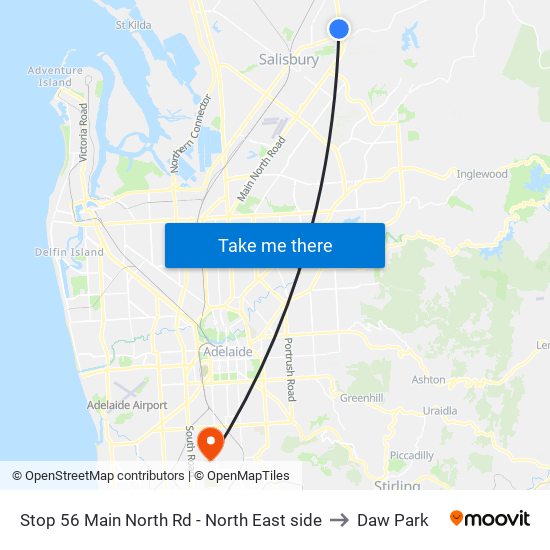 Stop 56 Main North Rd - North East side to Daw Park map