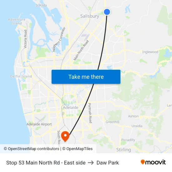 Stop 53 Main North Rd - East side to Daw Park map