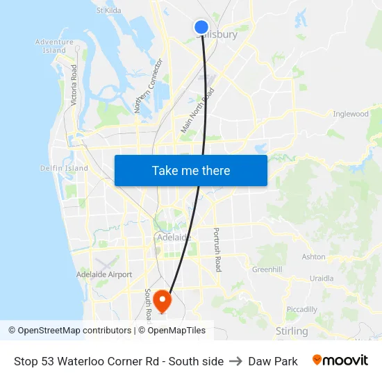 Stop 53 Waterloo Corner Rd - South side to Daw Park map