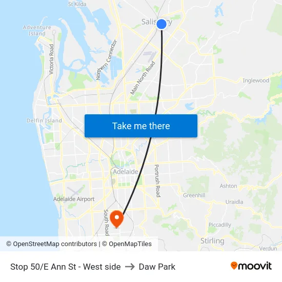 Stop 50/E Ann St - West side to Daw Park map