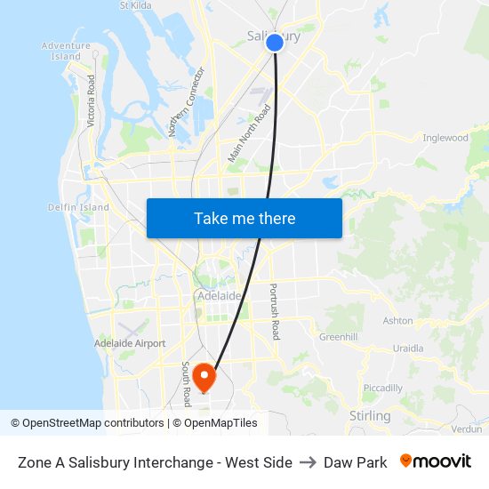 Zone A Salisbury Interchange - West Side to Daw Park map