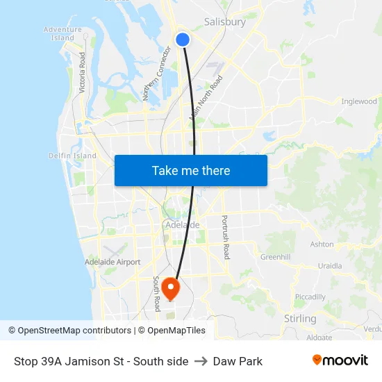 Stop 39A Jamison St - South side to Daw Park map