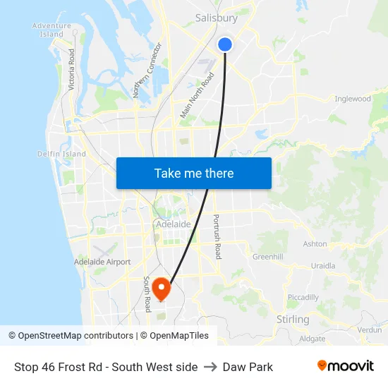 Stop 46 Frost Rd - South West side to Daw Park map