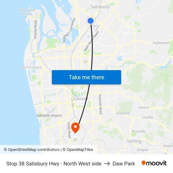 Stop 38 Salisbury Hwy - North West side to Daw Park map