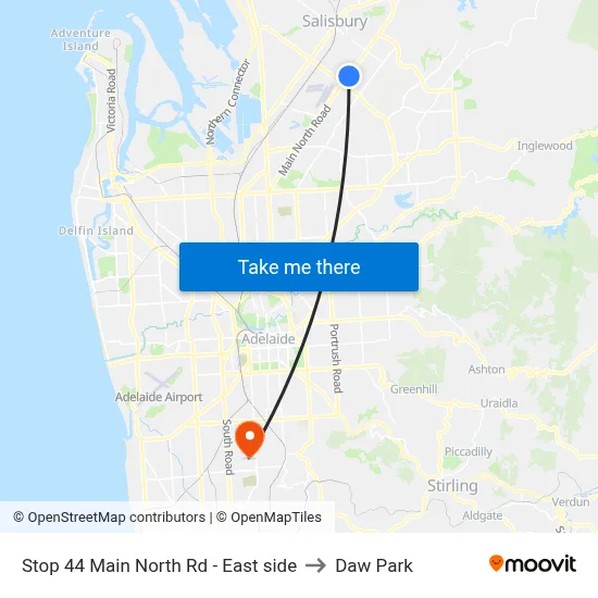 Stop 44 Main North Rd - East side to Daw Park map
