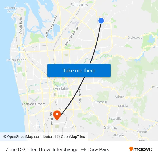 Zone C Golden Grove Interchange to Daw Park map