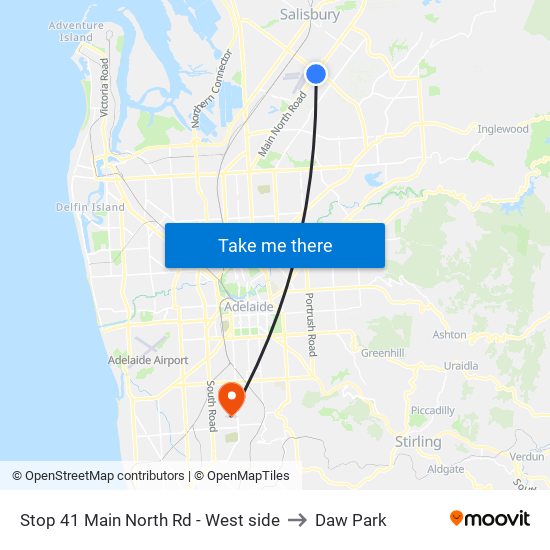 Stop 41 Main North Rd - West side to Daw Park map