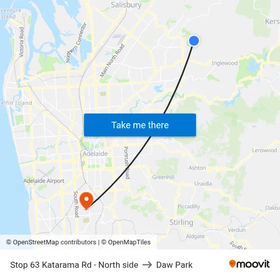 Stop 63 Katarama Rd - North side to Daw Park map