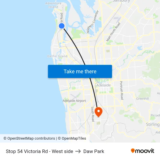 Stop 54 Victoria Rd - West side to Daw Park map