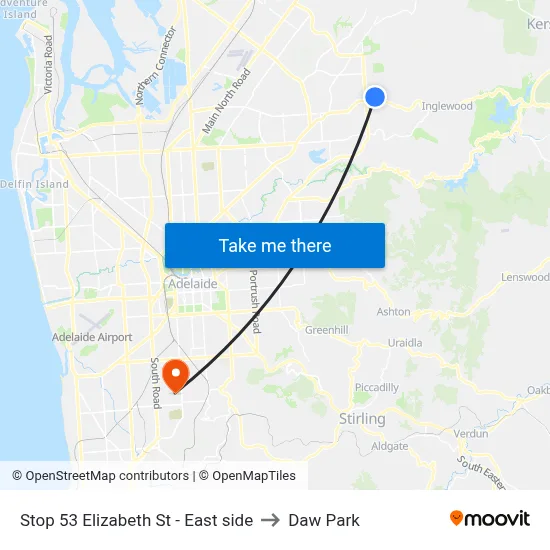 Stop 53 Elizabeth St - East side to Daw Park map