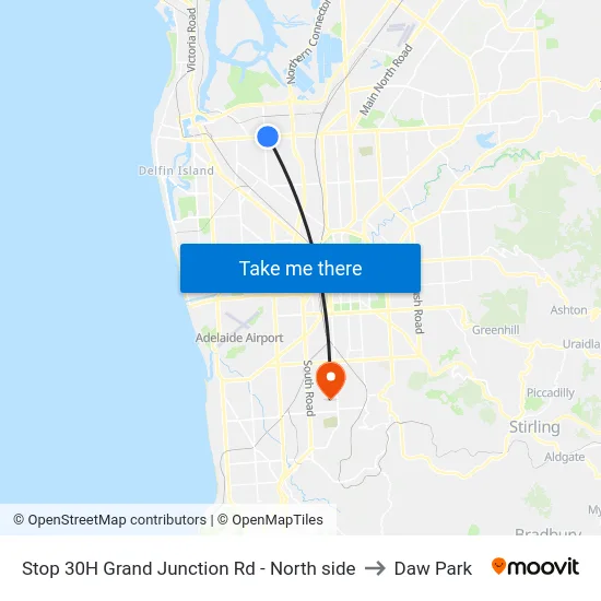 Stop 30H Grand Junction Rd - North side to Daw Park map