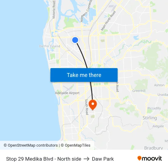 Stop 29 Medika Blvd - North side to Daw Park map