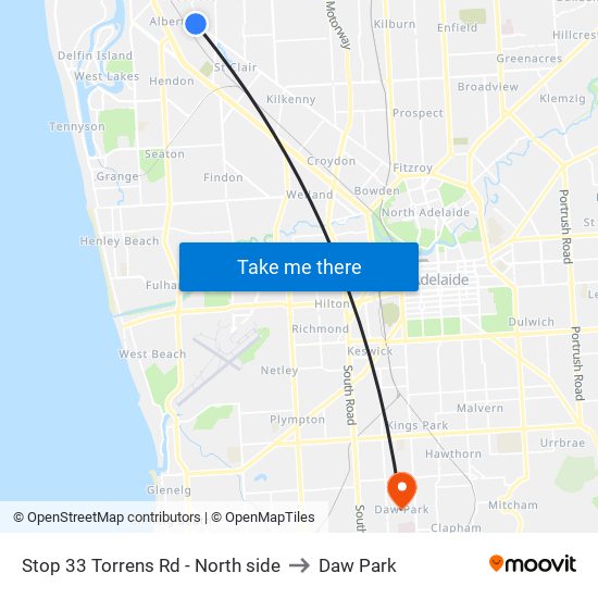 Stop 33 Torrens Rd - North side to Daw Park map