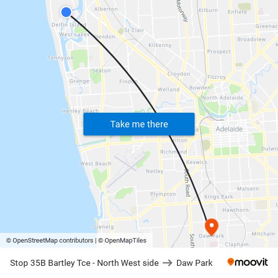 Stop 35B Bartley Tce - North West side to Daw Park map