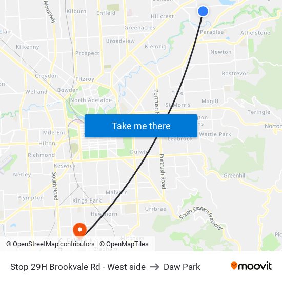 Stop 29H Brookvale Rd - West side to Daw Park map