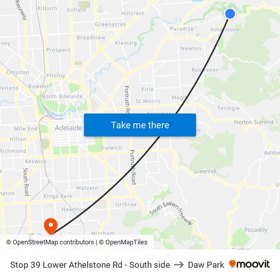 Stop 39 Lower Athelstone Rd - South side to Daw Park map