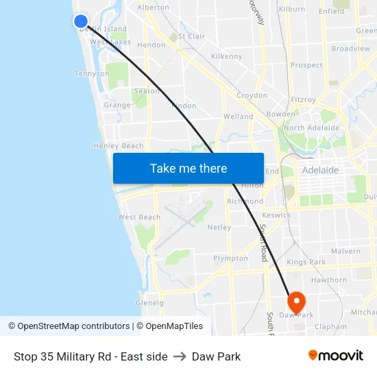 Stop 35 Military Rd - East side to Daw Park map