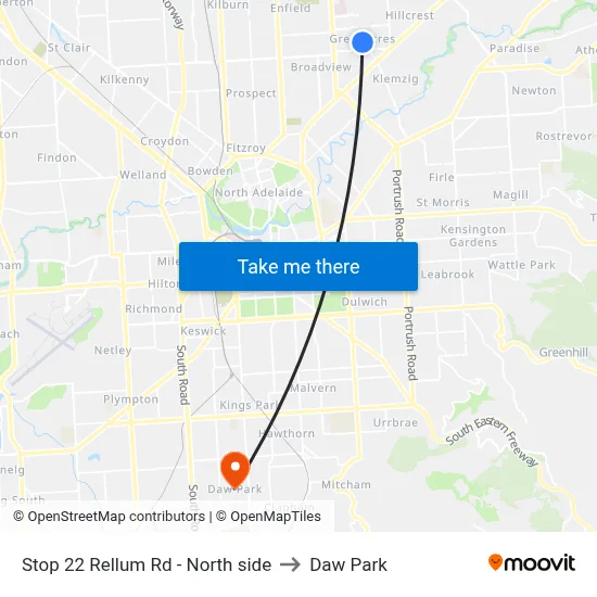 Stop 22 Rellum Rd - North side to Daw Park map