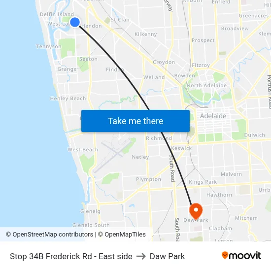 Stop 34B Frederick Rd - East side to Daw Park map