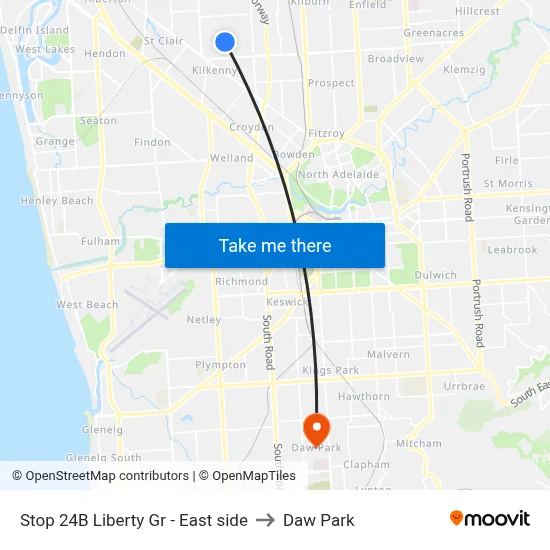 Stop 24B Liberty Gr - East side to Daw Park map