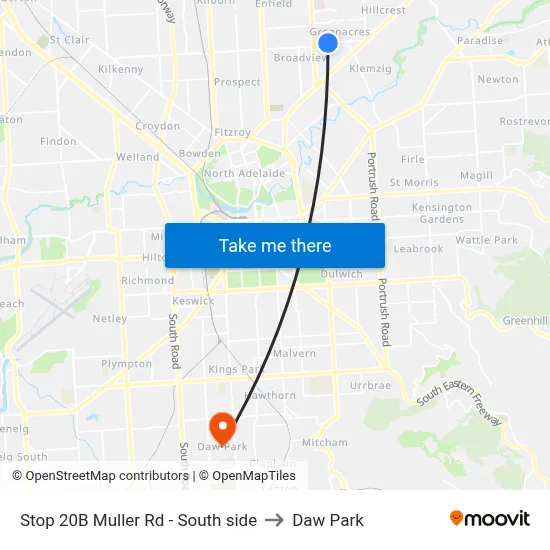 Stop 20B Muller Rd - South side to Daw Park map