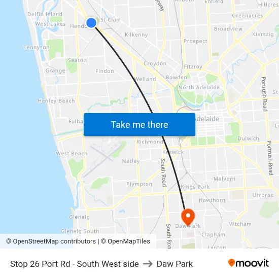 Stop 26 Port Rd - South West side to Daw Park map