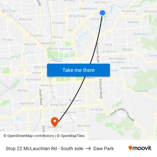 Stop 22 McLauchlan Rd - South side to Daw Park map