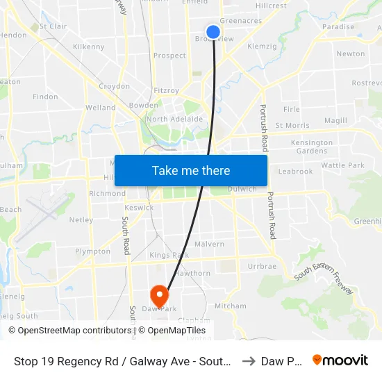 Stop 19 Regency Rd / Galway Ave - South side to Daw Park map