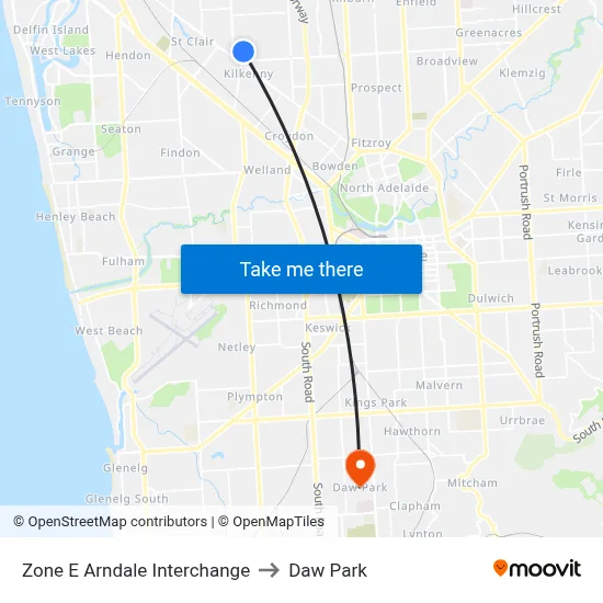 Zone E Arndale Interchange to Daw Park map