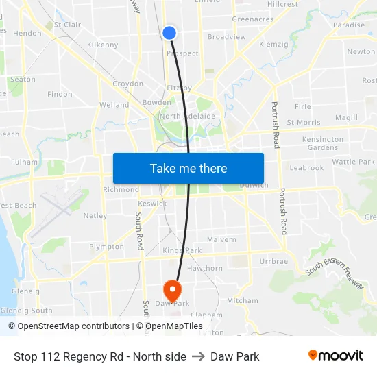 Stop 112 Regency Rd - North side to Daw Park map