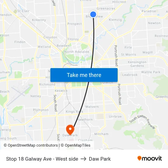 Stop 18 Galway Ave - West side to Daw Park map