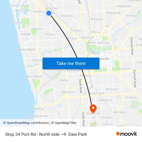 Stop 24 Port Rd - North side to Daw Park map