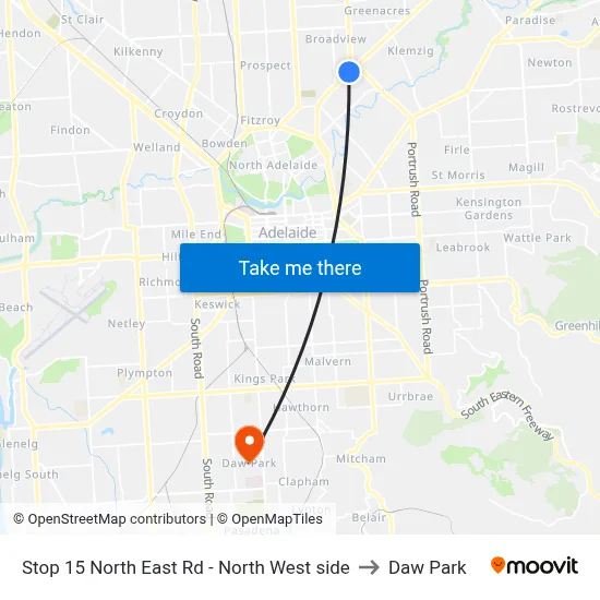 Stop 15 North East Rd - North West side to Daw Park map