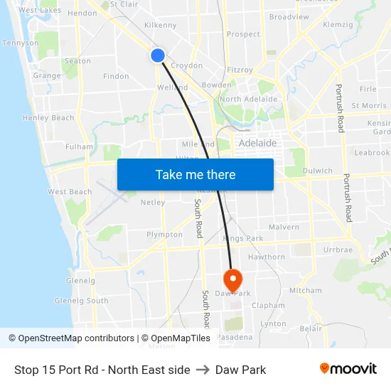 Stop 15 Port Rd - North East side to Daw Park map