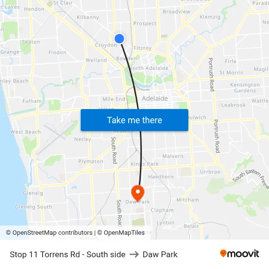 Stop 11 Torrens Rd - South side to Daw Park map
