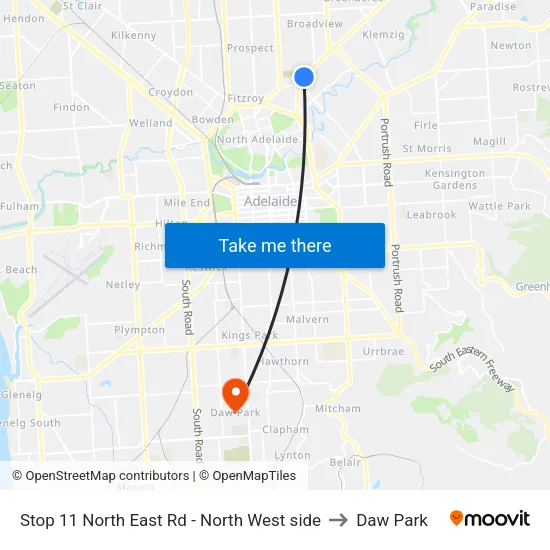 Stop 11 North East Rd - North West side to Daw Park map