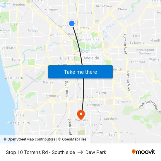 Stop 10 Torrens Rd - South side to Daw Park map