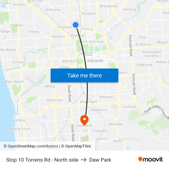 Stop 10 Torrens Rd - North side to Daw Park map